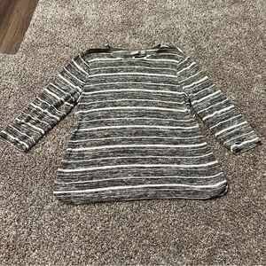 Chico's Black and White Striped Long Sleeve Top (R1)